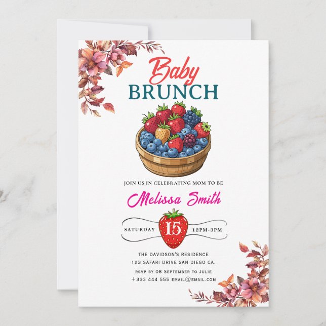 Raspberry Birthday Party Einladung (Vorderseite)