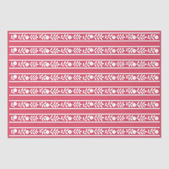 Raspberry Bone Inlay Floral Border Decoupage Paper Seidenpapier (Vorderseite)