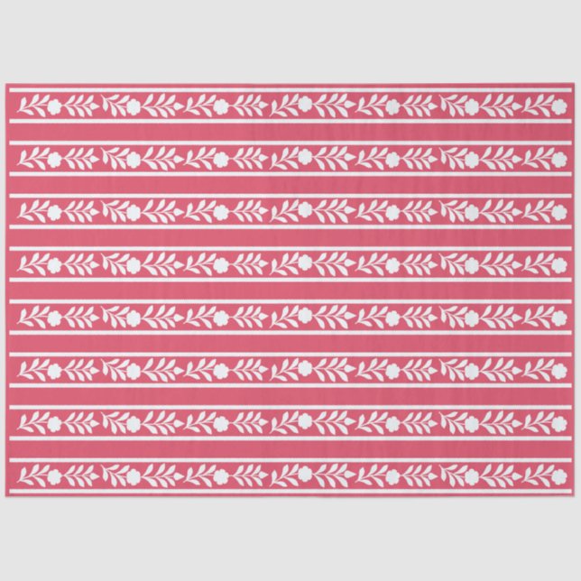 Raspberry Bone Inlay Floral Border Decoupage Paper Seidenpapier (Vorderseite)