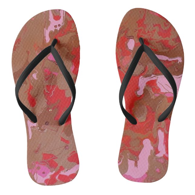 Raspberry Chocolate Maderi Abstrakt Flip Flops (Fußbett)