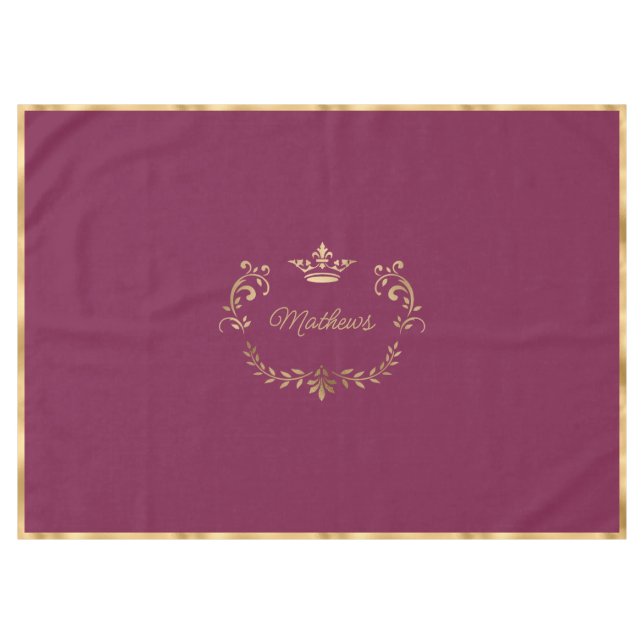 Raspberry Crown Wappen Personalisiert Tischdecke (Vorderseite (Horizontal))