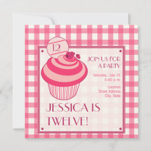 Raspberry Cupcake Geburtstagsparty Einladung