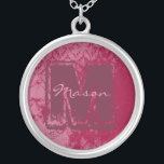 Raspberry Damask Monogram Necklace Versilberte Kette<br><div class="desc"></div>