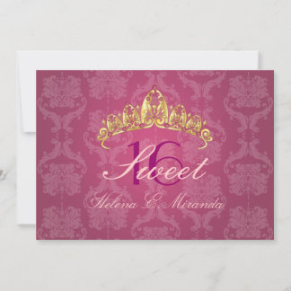 Raspberry Damask Sweet 16/ tiara/ Einladungen