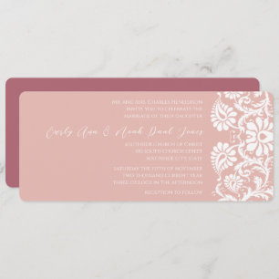 Raspberry Damask Wirbel Hochzeitsfeier Einladung