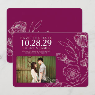 Raspberry Elegant Blumenhochzeit Save The Date