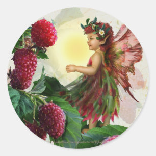 Raspberry Fairy Runder Aufkleber