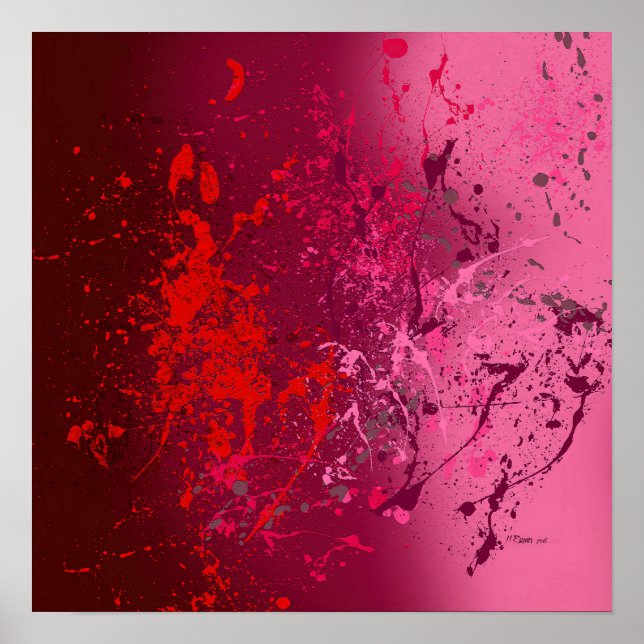 Raspberry Flurry: Abstract spatter art Poster (Vorne)