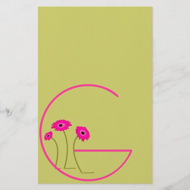 Raspberry Gerber Daisy Briefpapier (Vorderseite)