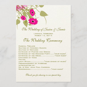 Raspberry Gerbers Wedding Program Programm
