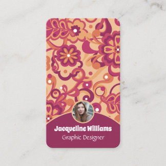 Raspberry Groovy Psychedelic 60s 70s Floral II Visitenkarte