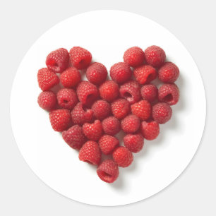 Raspberry Heart Runder Aufkleber