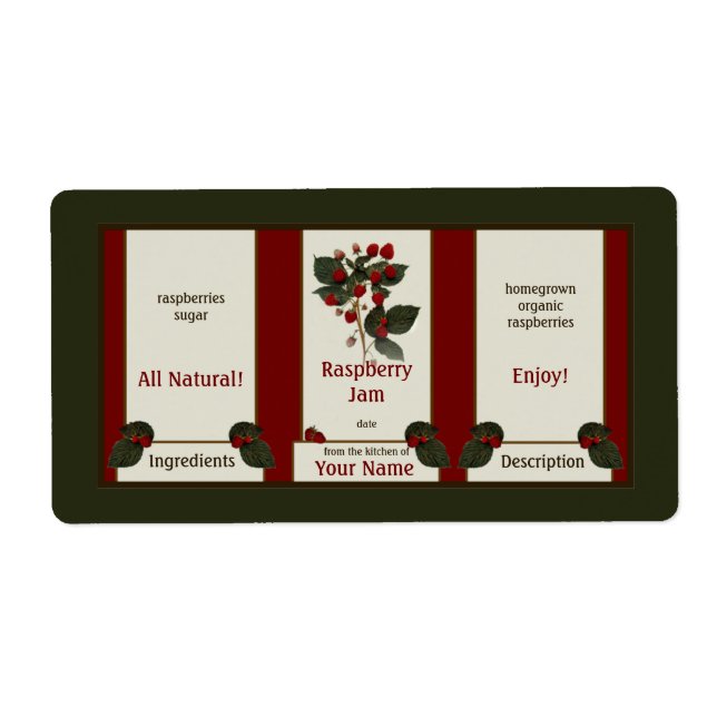 Raspberry-Homemede-Jam-Canning-Etikett 3 (Vorne)