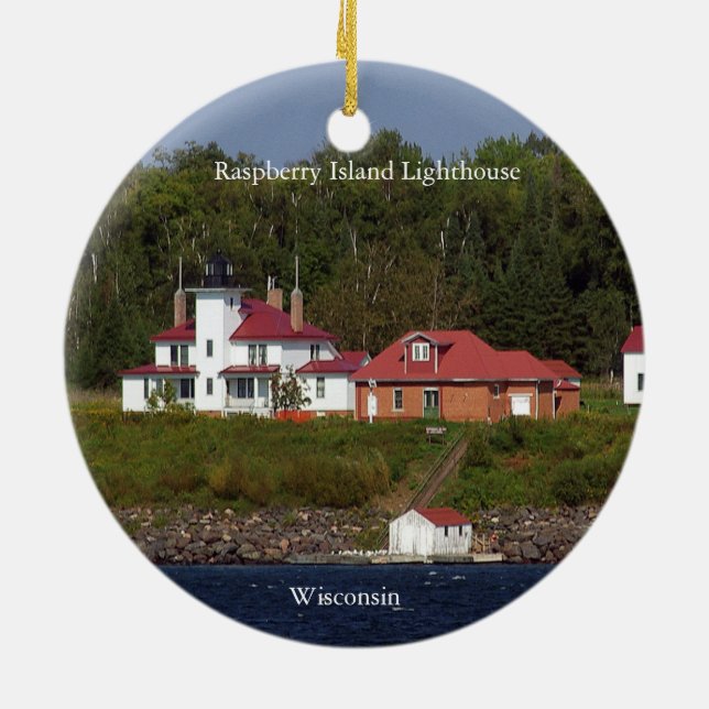 Raspberry Island Leuchtturm Doppelseitiges Ornamen Keramik Ornament (Hinten)