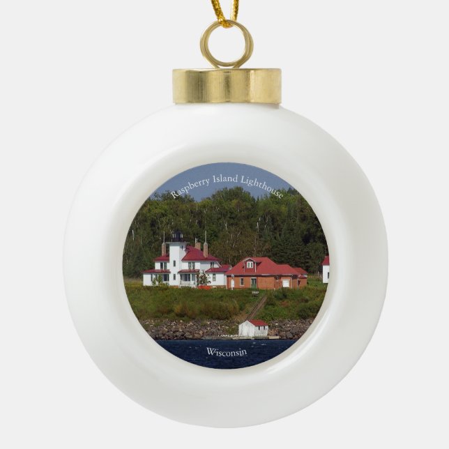 Raspberry Island Lighthouse 2 Ornamente (Vorderseite)