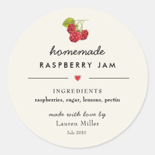 Raspberry Jam Jar Homemade Modern Runder Aufkleber