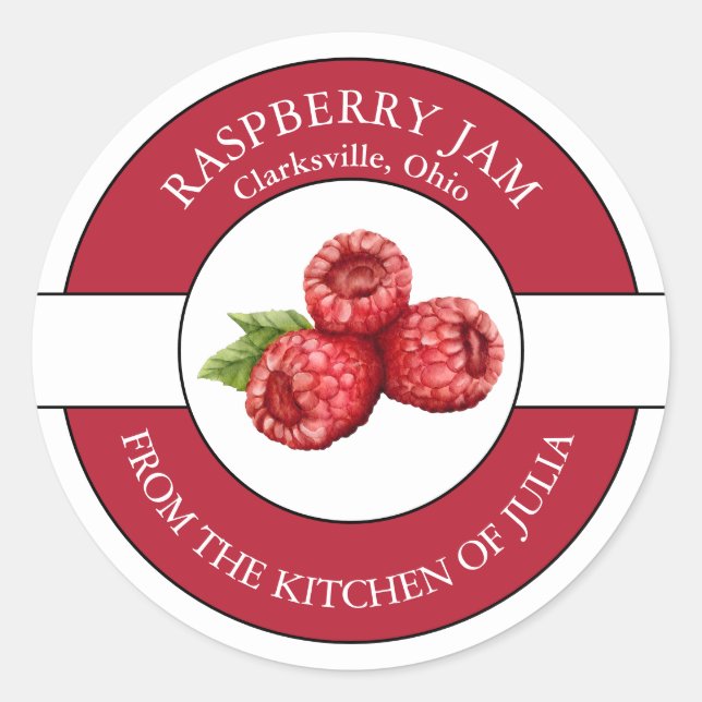 Raspberry Jam Label Runder Aufkleber (Vorderseite)