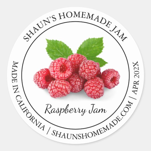 Raspberry Jam Modern Label Runder Aufkleber (Vorderseite)