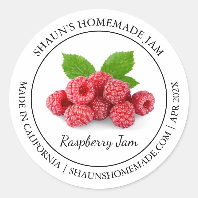 Raspberry Jam Modern Label Runder Aufkleber (Vorderseite)