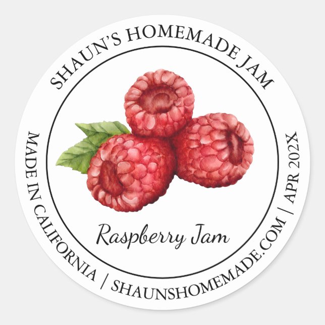 Raspberry Jam Modern Label Runder Aufkleber (Vorderseite)