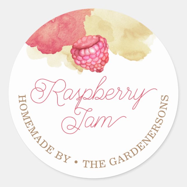 Raspberry Jam Watercolor Classic Round Sticker (Vorderseite)