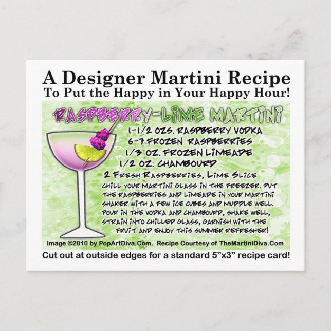 Raspberry Limon Martini Rezept Postkarte (Vorderseite)