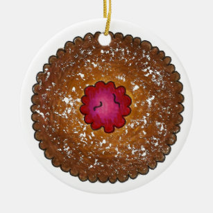 Raspberry Linzer Torte Holiday Christmas Cookie Keramik Ornament