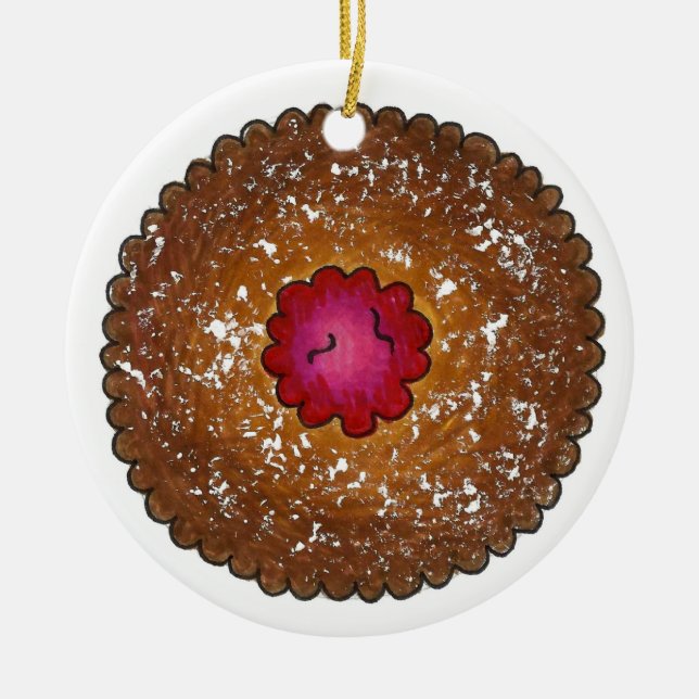 Raspberry Linzer Torte Weihnachtskeks Keramik Ornament (Vorne)