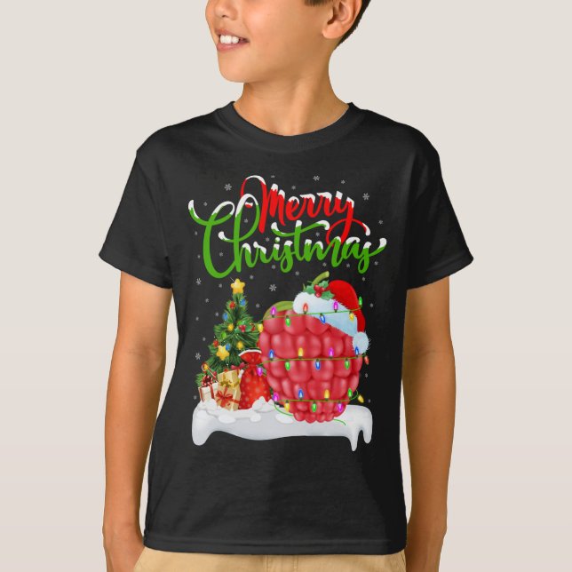 Raspberry Lover Xmas Lighting Santa Raspberry Chri T-Shirt (Vorderseite)
