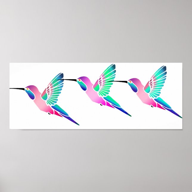 Raspberry Mint Sorbet Hummingbirds Poster (Vorne)