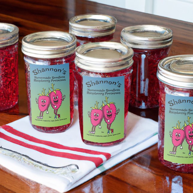 Raspberry Pals Funny Cartoon Jam Pie and More Lebensmitteletikett (Von Creator hochgeladen)