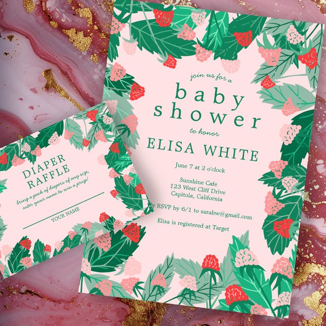 Raspberry Patch Niedlich farbenfroh CUSTOM BABY SH Einladung (Raspberry Patch Cute Colorful CUSTOM BABY SHOWER Invitation
Pink Green)