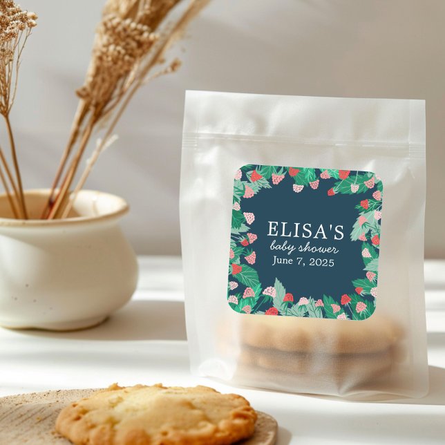 Raspberry Patch Niedlich farbenfroh CUSTOM BABY SH Quadratischer Aufkleber (Raspberry Patch Cute Colorful CUSTOM BABY SHOWER Square Sticker
)