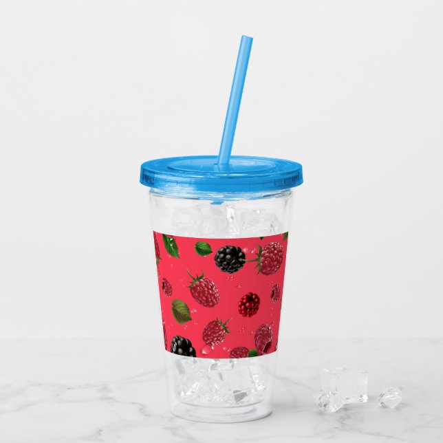 Raspberry Pattern Acryltrinkbecher (Rückseite Ice)