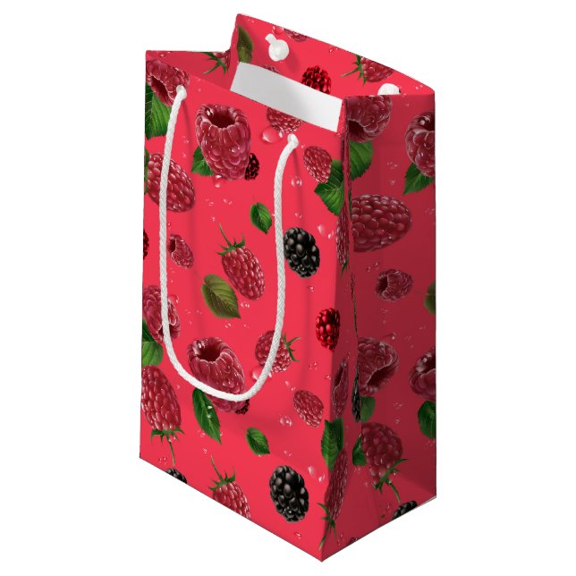 Raspberry Pattern Kleine Geschenktüte (Vorderseite Schrägansicht)