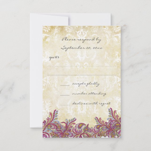 Raspberry Pink Boho Floral Wedding Response UAWG RSVP Karte (Vorderseite)