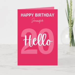 Raspberry Pink Hallo 20 Personalisiert Geburtstag Karte