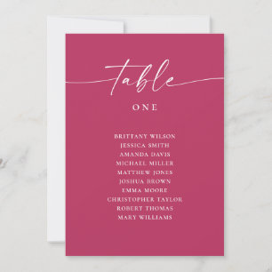 Raspberry Pink Script Hochzeitstisch Sitzordnung Einladung