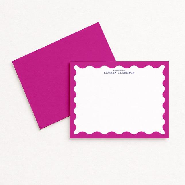 Raspberry Pink Wavy Frame Note Card Einladung (Von Creator hochgeladen)