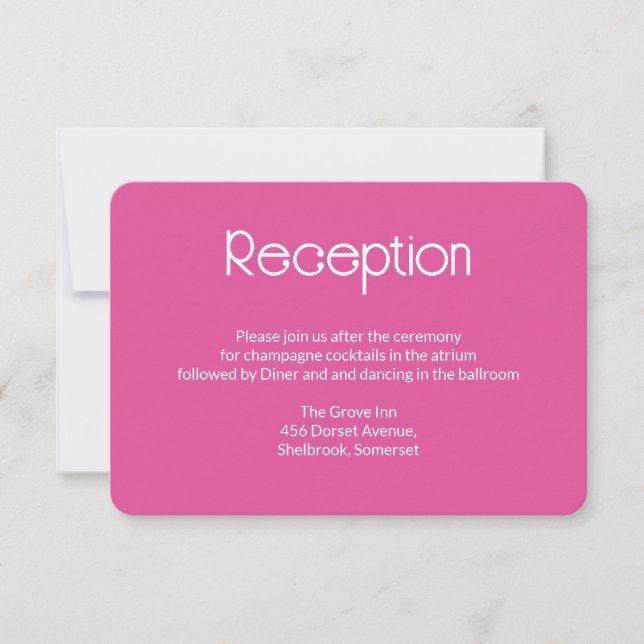 Raspberry  Pink Wedding Reception Card Dankeskarte (Vorderseite)