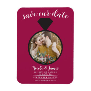 Raspberry Pink Wedding Ring Foto Save the Date Magnet