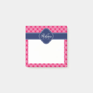 Raspberry Pink Welch marokkanische Pattern Navy Mo Post-it Klebezettel