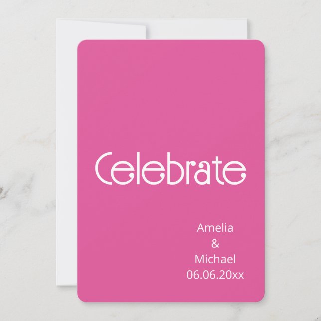 Raspberry Pink & White Modern Wedding Invitation Einladung (Vorderseite)