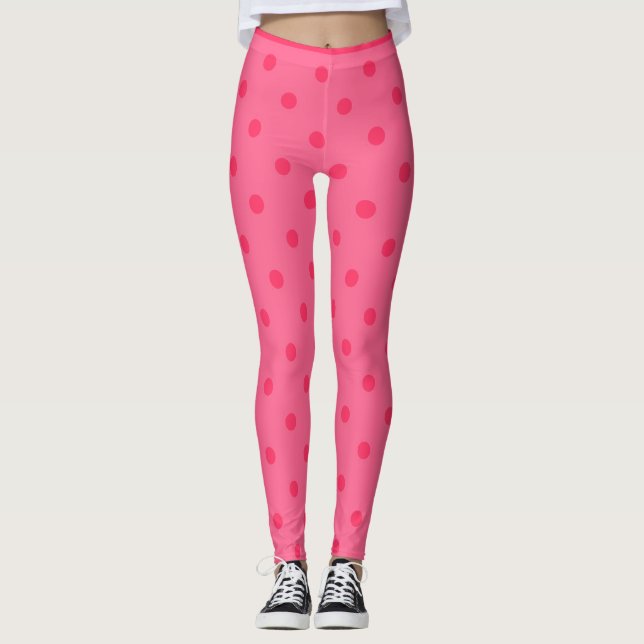 Raspberry Polka Dot Leggings (Vorderseite)