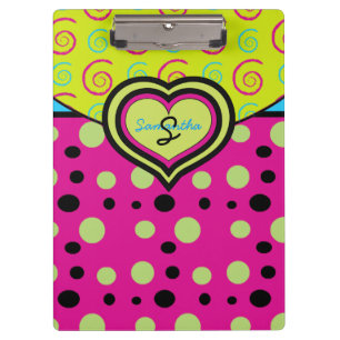 Raspberry Polka Dots and Swirls Custom Clipboard Klemmbrett