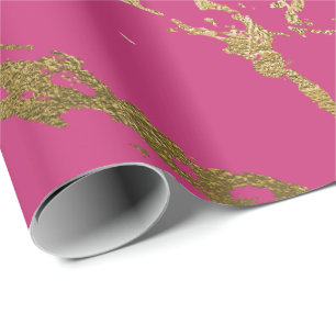 Raspberry Rubin Pink Gold Marmor Shiny Glam Geschenkpapier