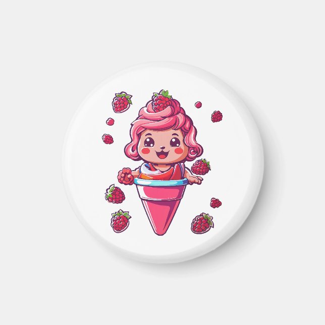 Raspberry Sorbet Kawaii Magnet (Vorne)