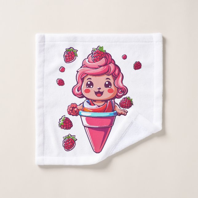 Raspberry Sorbet Kawaii Waschlappen (Waschlappen)