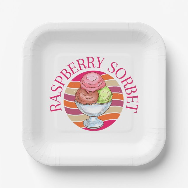 Raspberry Sorbet Pappteller (Vorderseite)