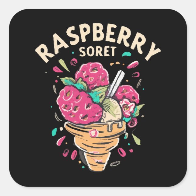 Raspberry Sorbet Quadratischer Aufkleber (Vorderseite)